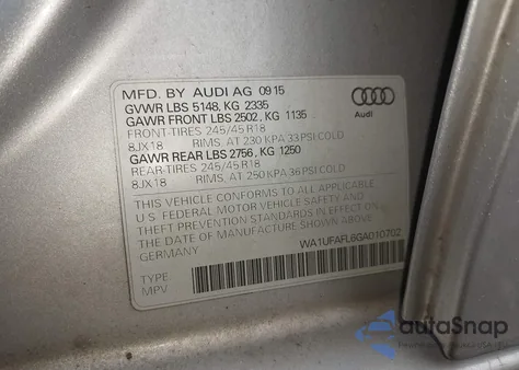 2016 Audi Allroad 2.0T Premium z USA, uszkodzony, nr VIN WA1UFAFL6GA010702